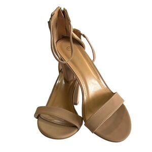 Top Moda‎ Women's Tan High Heel Sandals With Zipper Closure Size 7.5 Hannah-1